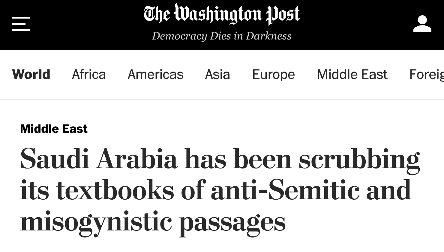 WaPo Announces That Saudi Textbooks Now Promoting Jews, Women, Anal ...