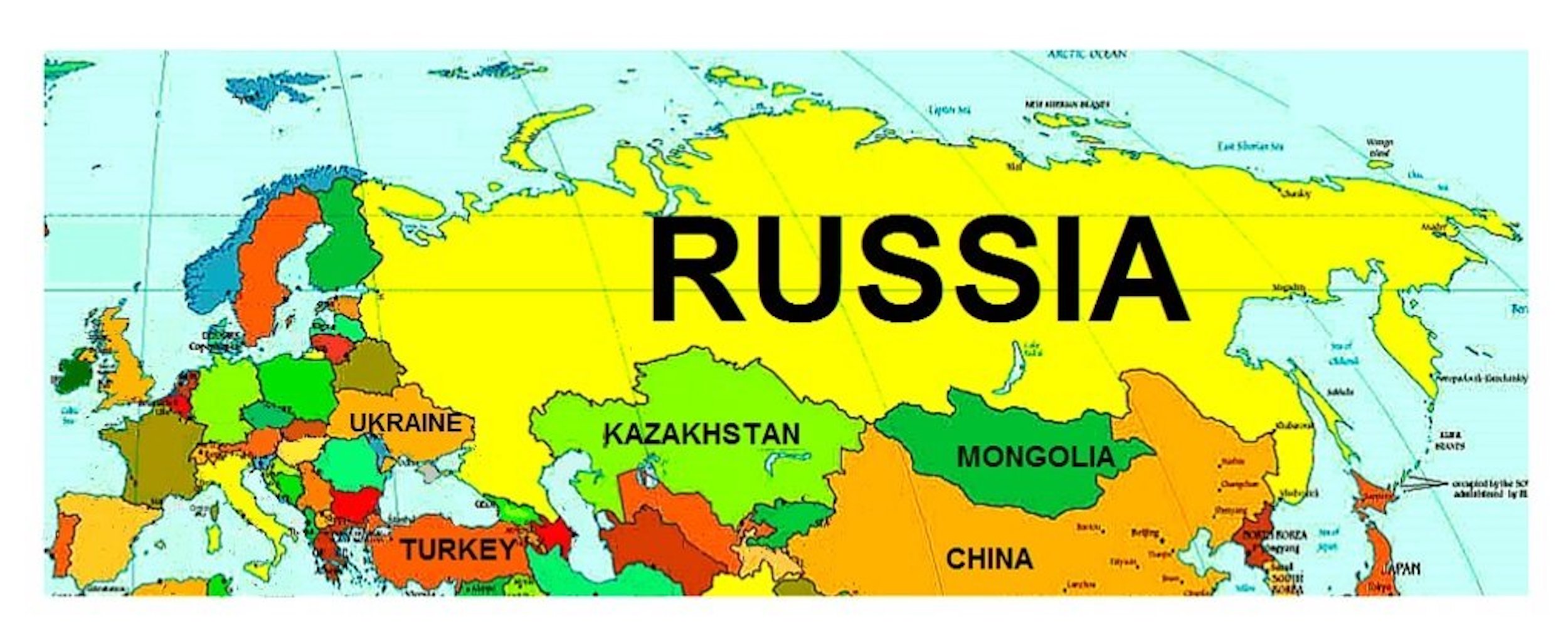 Украина и Россия на карте мира