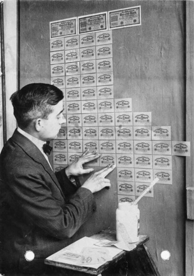 Banknotes had lost so much value that they were used as wallpaper. 1923
