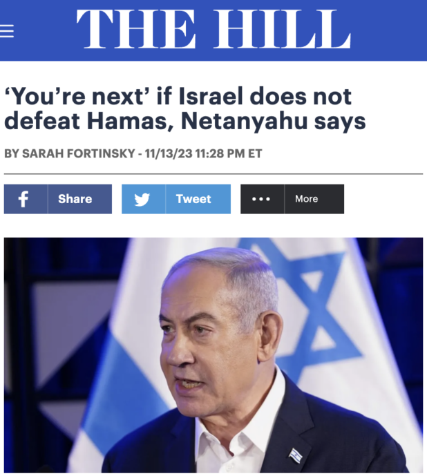 Bibi Issues War Threat to America: “You’re Next” – Daily Stormer